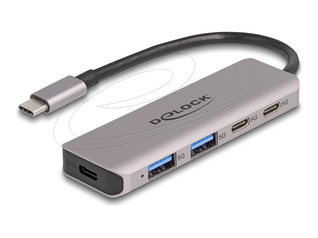 [64239] Delock Hub - 2 x USB-C + 2 x USB + 1 x USB-C (Spannungsversorgung)