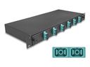 Delock Glasfaserkabelkiste - OM3, montiert - Vorderseite - Rack montierbar - SC Duplex X 6 - Schwarz - 1U - 48.3 cm (19")