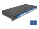 Delock Glasfaserkabelkiste - OS2, komplett montiert - Vorderseite - Rack montierbar - LC Duplex x 24 - Schwarz - 1U - 48.3 cm (19")