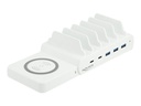 Delock USB and Wireless Charger - Ladestation + AC-Netzteil - 110 Watt - 5 A - PD - 5 Ausgabeanschlussstellen (3 x USB Typ A, 2 x USB-C)
