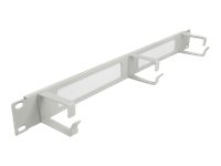 [66542] Delock Cable Management Brush Strip with 3 hooks - Kabelführungspanel mit Bürste - Grau - 1U - 48.3 cm (19")