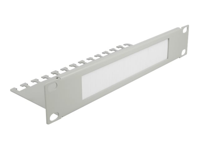 [66537] Delock Cable Management Brush Strip with Cable Support Plate - Kabelführungspanel mit Bürste - Grau - 1U - 25.4 cm (10")