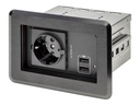 StarTech.com Tischanschlussfeld mit Einbausteckdose ( mit 2x USB-Anschlüssen, 1x Schuko, versenkbare Steckdose, Tischtank)