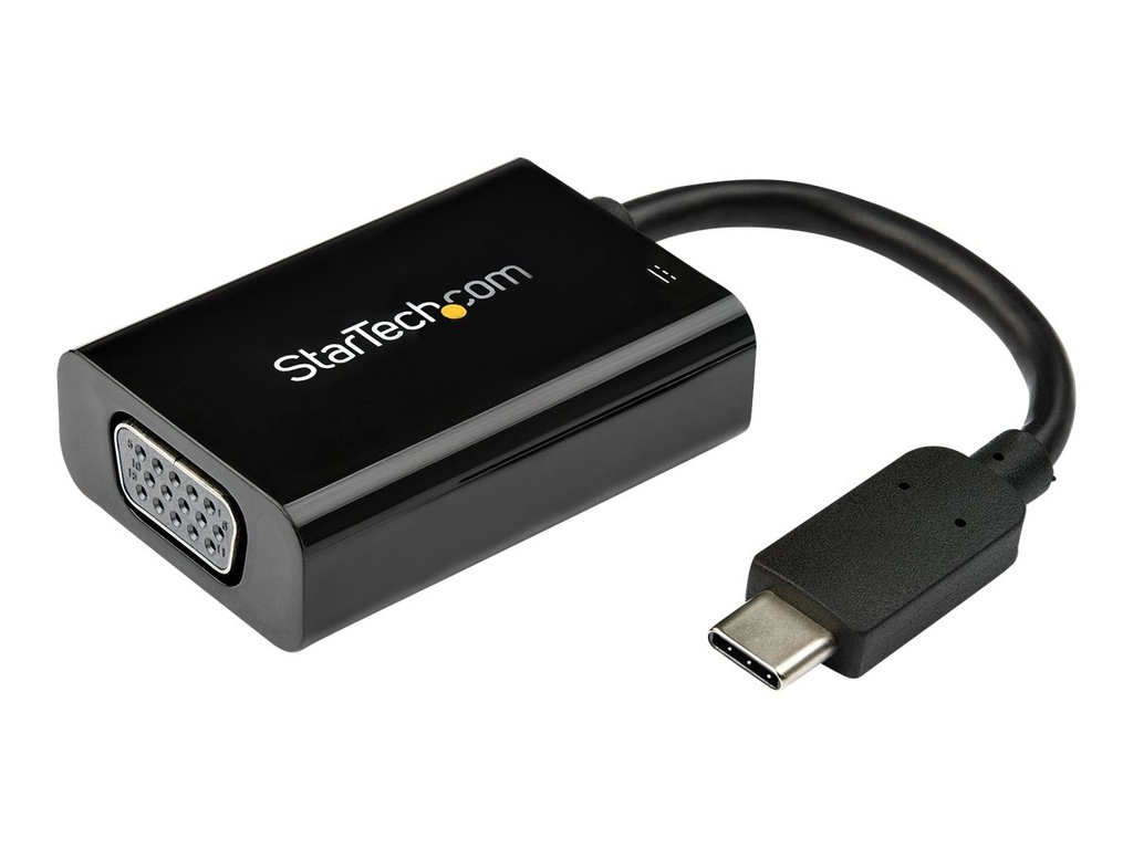 StarTech.com USB-C auf VGA Adapter mit Power Delivery - 1080p USB Typ-C auf VGA Monitor Video Konverter mit Ladefunktion - 60W PD Pass-Through - Thunderbolt 3 Kompatibel - Schwarz (CDP2VGAUCP)