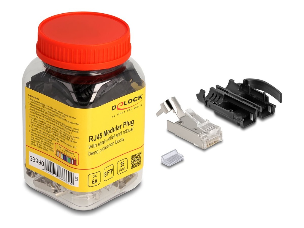 Delock Netzwerkanschluss - RJ-45 (M) - S/FTP - CAT 6a - Snap-on (Packung mit 25)