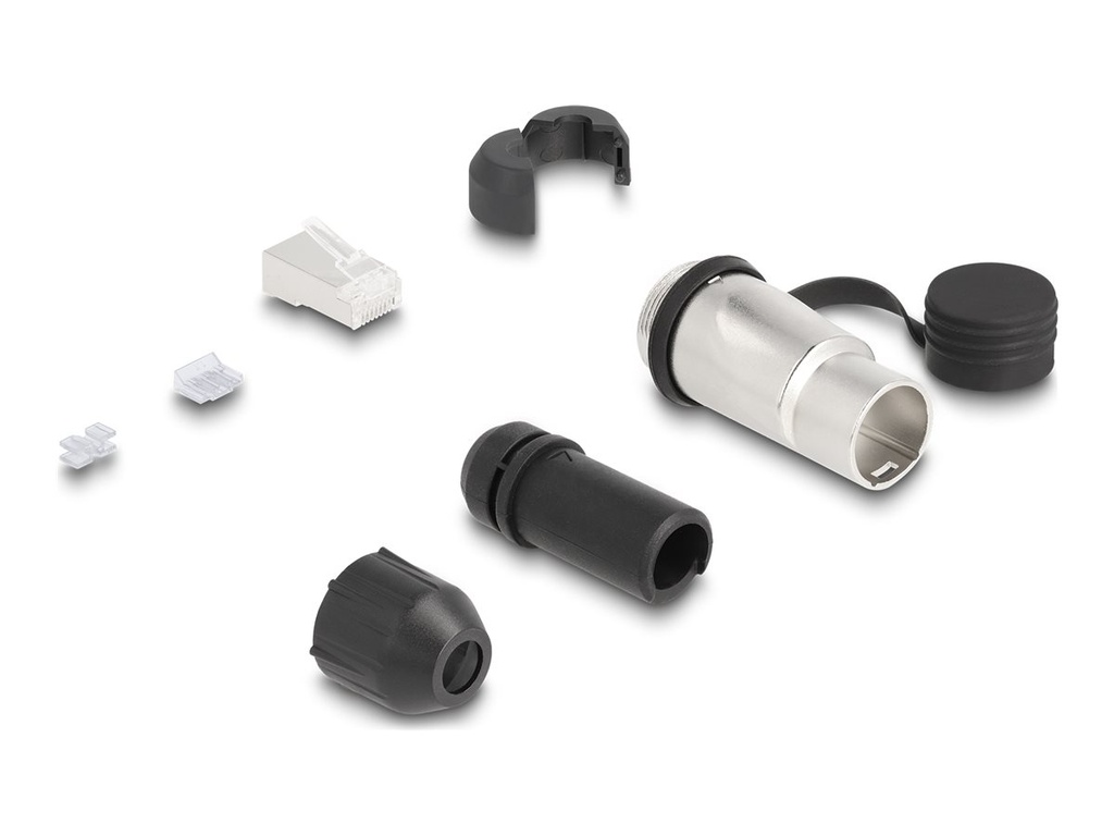 Delock Netzwerkanschluss - RJ-45 (M) - CAT 6a - Schutzkappe, robustes Steckverbindergehäuse, staub- und wasserdicht (IP66)