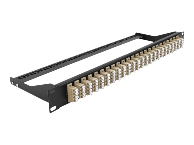 Delock Patch Panel - Rack montierbar - LC Quad MM x 24 - Schwarz, beige - 1U - 48.3 cm (19")