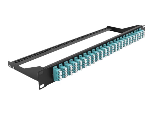 Delock Patch Panel - Rack montierbar - LC Quad MM x 24 - Schwarz, Aquamarin - 1U - 48.3 cm (19")