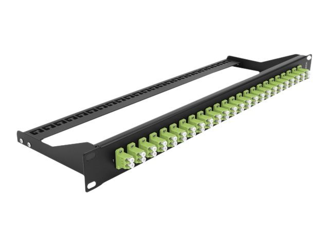 Delock Patch Panel - Rack montierbar - LC Duplex MM X 24 - Schwarz, hellgrün - 1U - 48.3 cm (19")