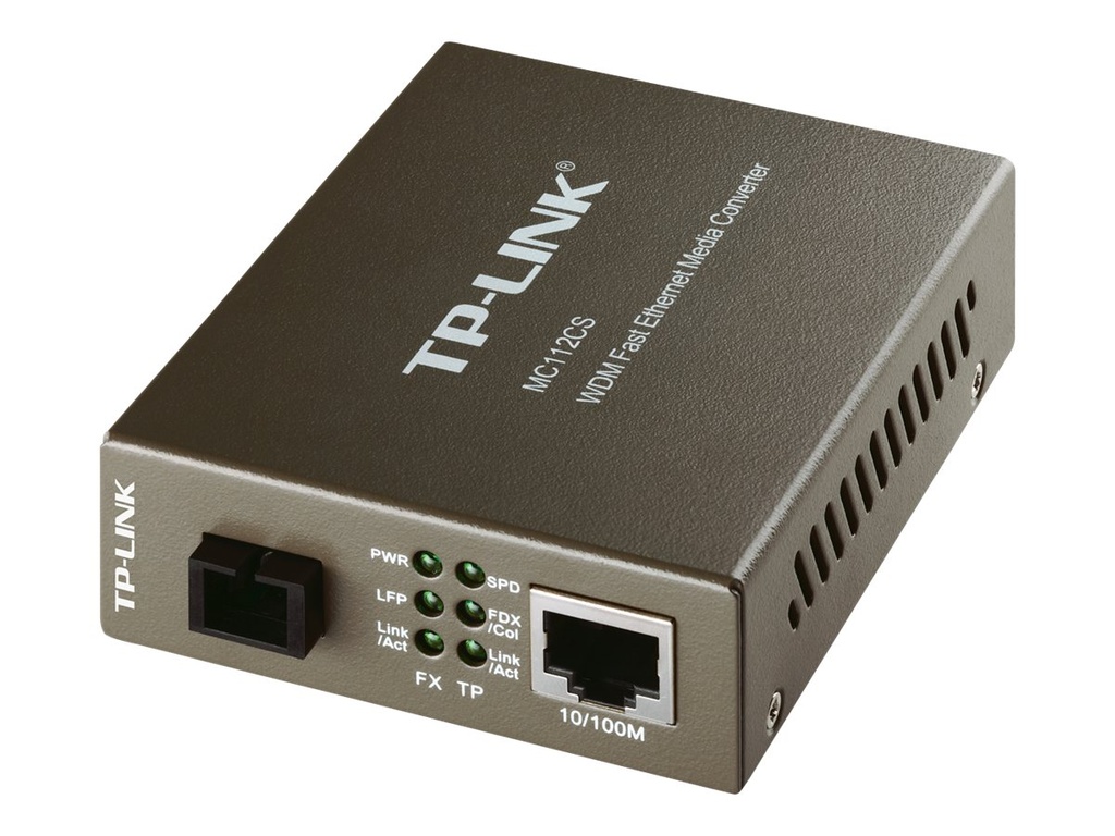 TP-LINK MC112CS - Medienkonverter - 100Mb LAN - 10Base-T, 100Base-FX, 100Base-TX - RJ-45 / SC Single-Modus - bis zu 20 km - 1310 (TX)