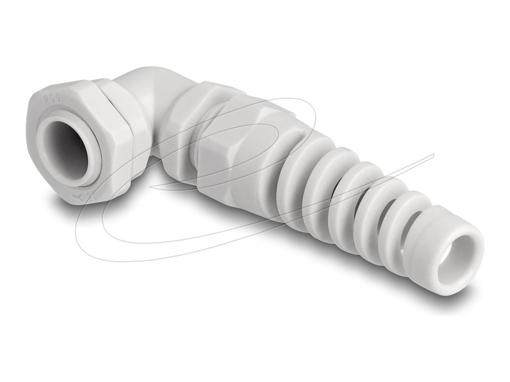 Delock Kabelverschraubung - 90° gewinkelt, PG11, mit Zugentlastung - gray (RAL 7035)