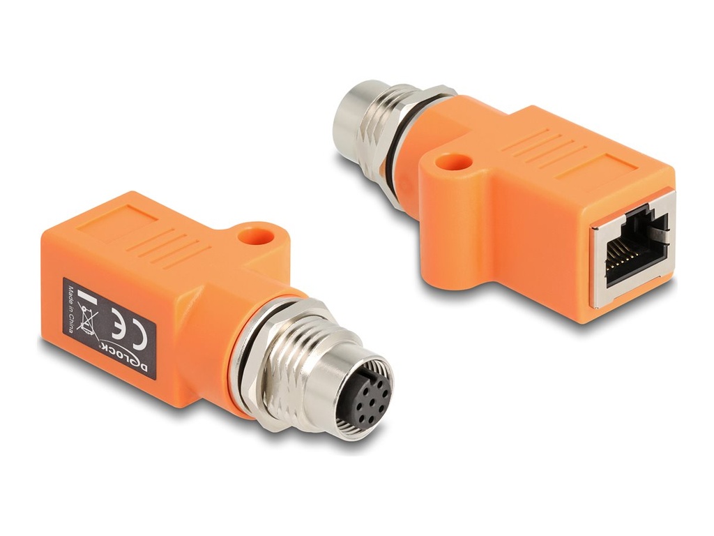Delock Netzwerkadapter - 8-polig M12 (W) mit Gewinde zu RJ-45 (W)