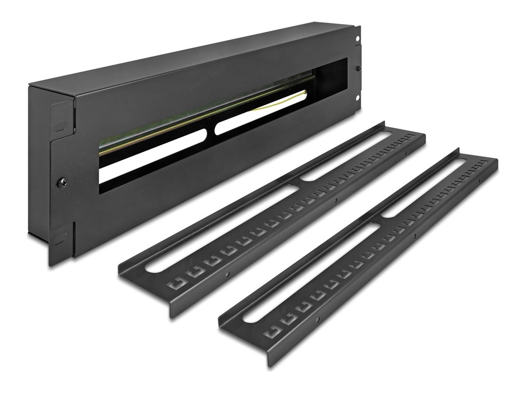 [67197] Delock Rack-Schiene mit Schutzschalter - DIN schienenmontierbar - Schwarz - 3U - 48.3 cm (19")