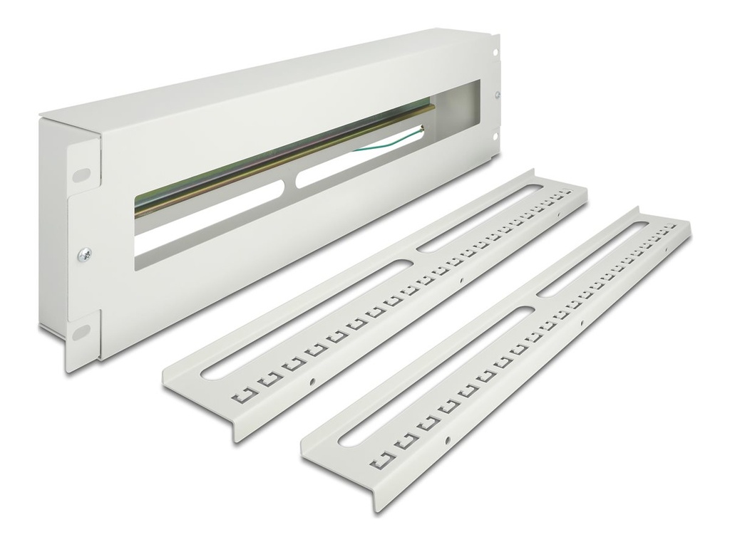 [67196] Delock Rack-Schiene mit Schutzschalter - DIN schienenmontierbar - Grau - 3U - 48.3 cm (19")