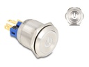Delock Drücktaster - für 22 mm Installation, 6 x Lötanschluss, weißes LED-Netzsymbols und Ring