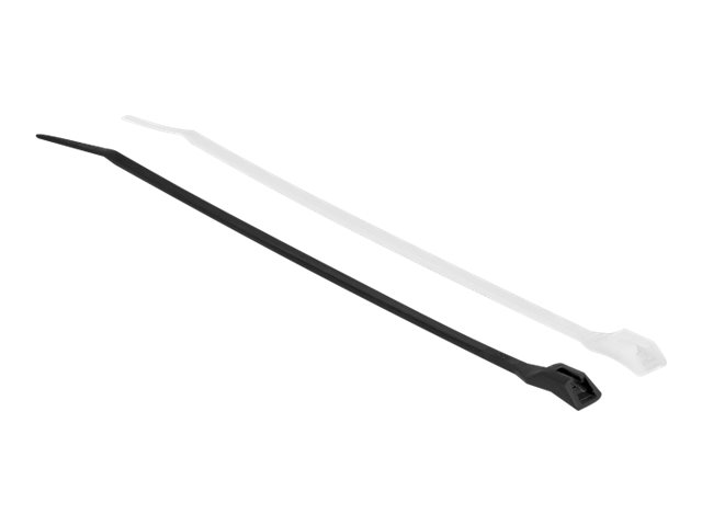 Delock Kabelbinder - mit flachem Kopf - 28 m - Schwarz, durchsichtig (Packung mit 100)