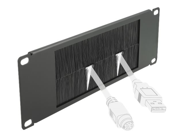 Delock Cable Management Brush Strip - Kabelführungspanel mit Bürste - Schwarz - 2U - 25.4 cm (10")