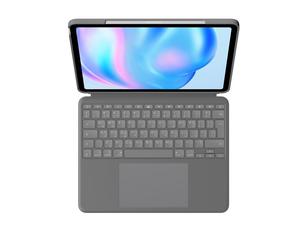 Logitech Combo Touch - Tastatur und Foliohülle - mit Trackpad - hintergrundbeleuchtet - Apple Smart connector - QWERTZ - Schweizerisch - Oxford Gray - für Apple 13-inch iPad Air (M2, M3)
