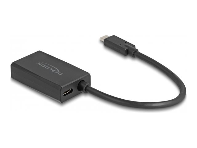 Delock Videoadapter - HDMI, 24 pin USB-C weiblich zu 24 pin USB-C männlich - 15 cm - Schwarz - USB-Stromversorgung (100 W)