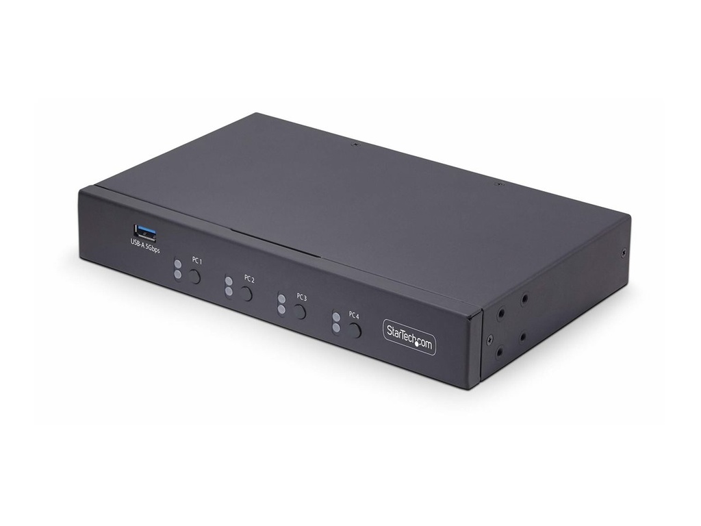 StarTech.com 4-Port KM Switch with Mouse Roaming, USB Switch for Keyboard/Mouse, 3.5mm and USB Audio, Peripheral Sharing for 4 Computers, USB 3.0 Switcher, TAA Compliant - Hotkey/Pushbutton Switching (P4A20132-KM-SWITCH)