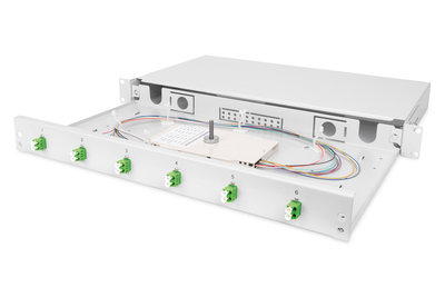DIGITUS LWL-Spleißbox, 1HE, bestückt, 6x LC-APC DX, OS2