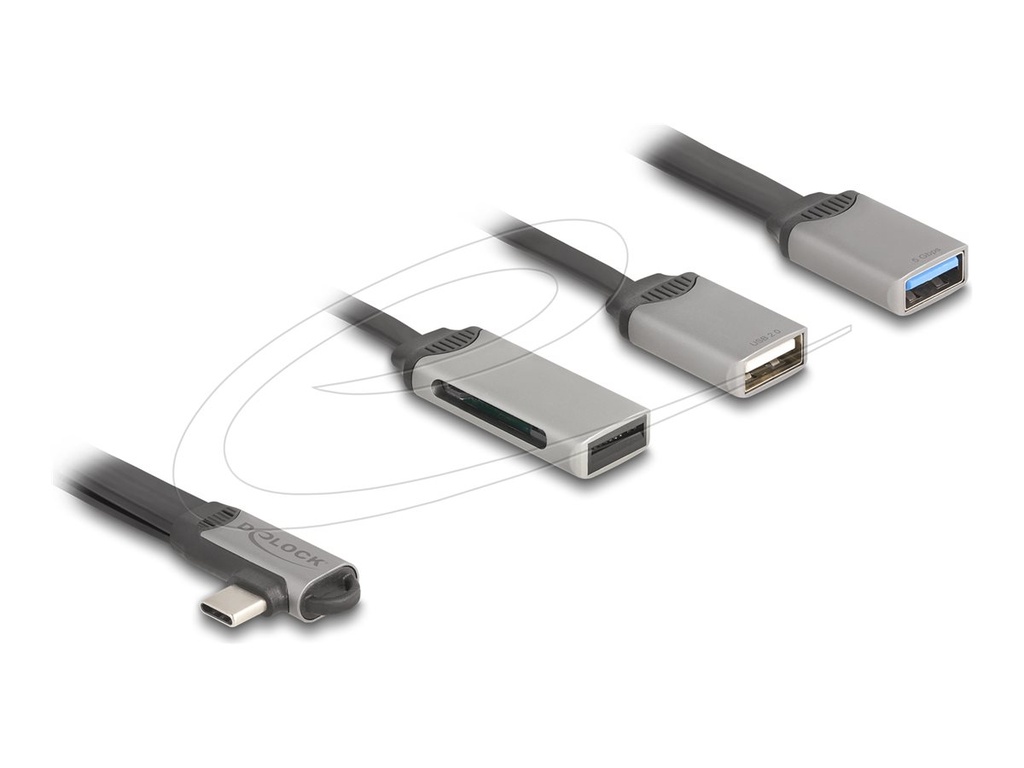 [64303] Delock Hub - 1 x USB 3.2 Gen 1 + 1 x USB 2.0