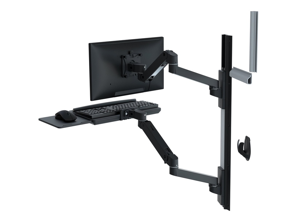 Ergotron LX Pro - Befestigungskit (2 Arme, 2 Aufsätze, Tastatur-Tablett, Mausablage zum Herausziehen, Maushalterung, 2 Wandhalterungssockel, Wandschiene 34", Wandbefestigung, 2 Kabelkanäle, Monitor-Schwenkarm, Tastaturdrehpunkt) - für LCD-Display / PC-Ausrüstung - Aluminium - Schwarz - Bildschirmgröße: bis zu 86,4 cm (bis zu 34 Zoll)