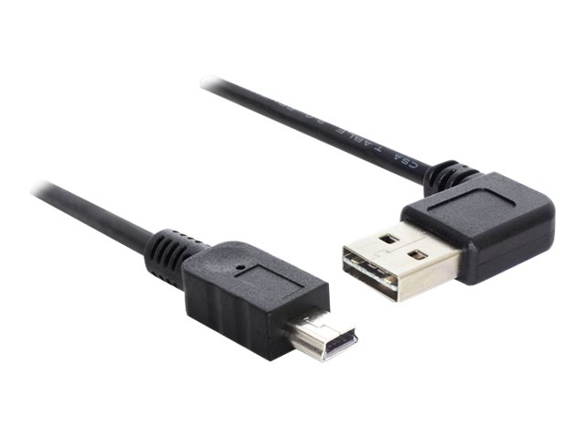 Delock Easy - USB-Kabel - USB (M) links/rechts abgewinkelt, umkehrbar zu Mini-USB, Typ B (M)