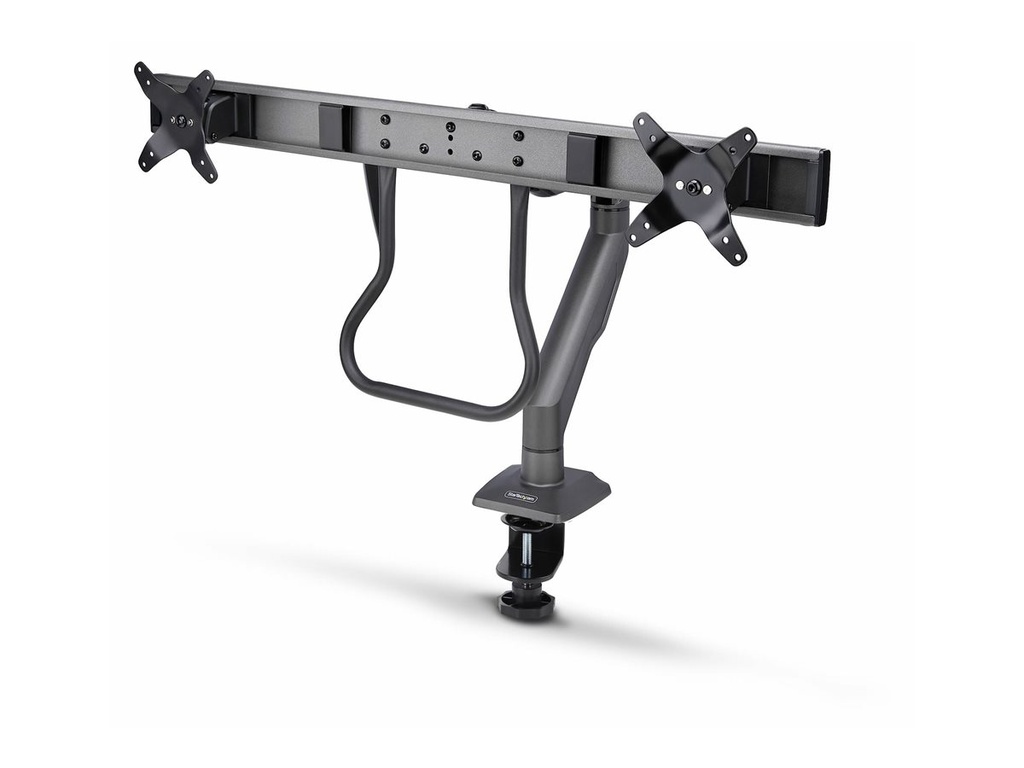 StarTech.com Desk Mount Dual Monitor Arm w/ Crossbar, Up To 27" Displays - Befestigungskit - artikulierender, mechanischer Feder - für 2 LCD-Displays - Stahl, Kunststoff - Schwarz - Bildschirmgröße: 43.2-68.6 cm (17"-27")