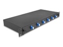 Delock Glasfaserkabelkiste - OS2, komplett montiert - Vorderseite - Rack montierbar - LC Duplex x 6 - Schwarz - 1U - 48.3 cm (19")