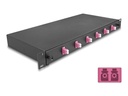 Delock Glasfaserkabelkiste - OM4, komplett montiert - Vorderseite - Rack montierbar - LC Duplex x 6 - Schwarz - 1U - 48.3 cm (19")