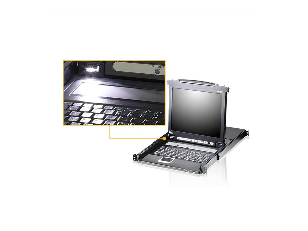 [CL5708MW-ATA-GG] ATEN Slideaway CL5708MW - KVM-Konsole mit KVM-Switch - 8 Anschlüsse - PS/2, USB - German QWERTZ - 43.2 cm (17")