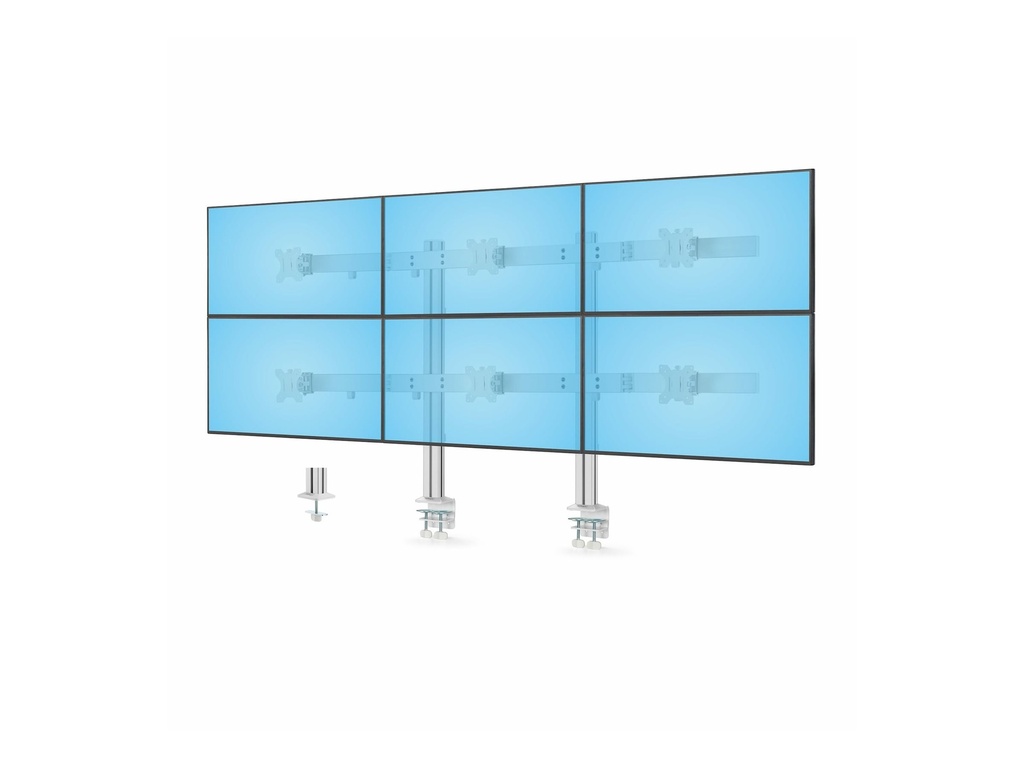StarTech.com Six-Monitor Desk Mount w/ Crossbar, Up To 32" Screens/17.6lb - Befestigungskit - für 6 LCD-Displays - Säule, dual - Kunststoff, Stahl - weiß - Bildschirmgröße: 43.2-81.3 cm (17"-32")
