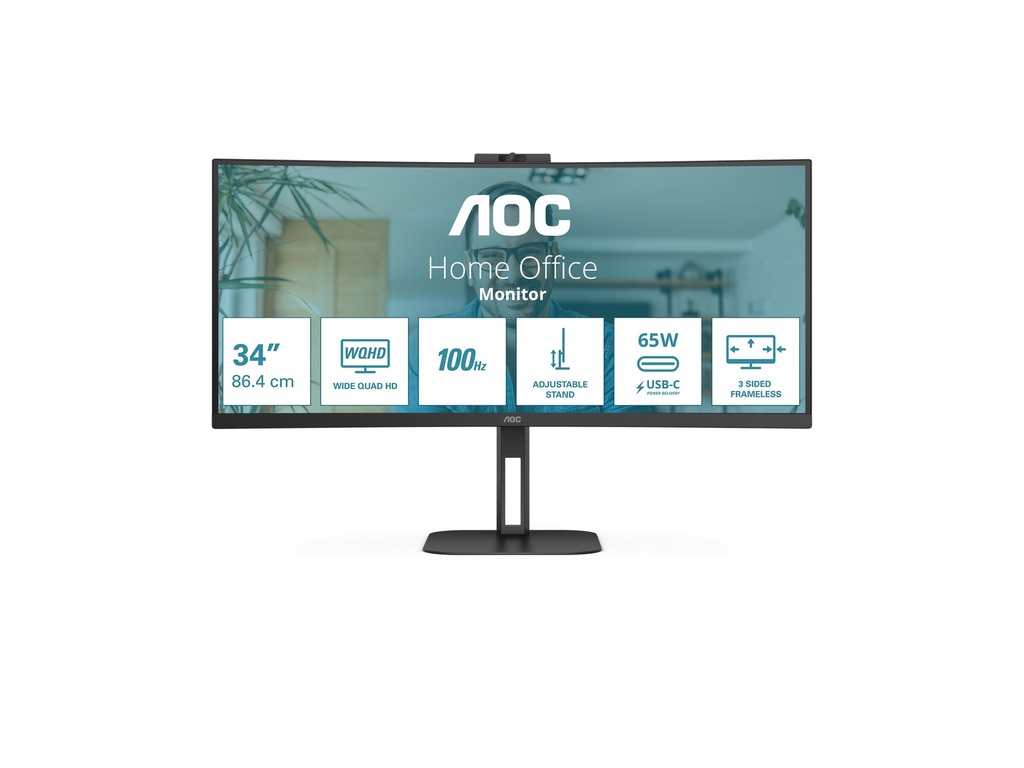 AOC Value-line CU34V5C/BK - V5 series - LED-Monitor - gebogen - 86.4 cm (34")