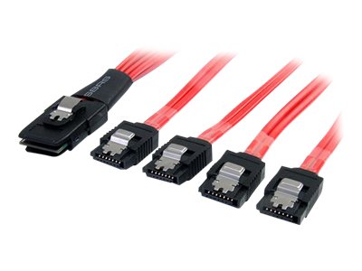 StarTech.com Serial ATA SCSI SAS Kabel 50cm - SFF-8087 auf 4x SATA mit Lasche - Mini SAS auf SATA Kabel 1x SFF8087 Stecker 4x S-ATA Buchse - SATA- / SAS-Kabel - Serial ATA 150/300/600 - 4-Lane - SATA (R)