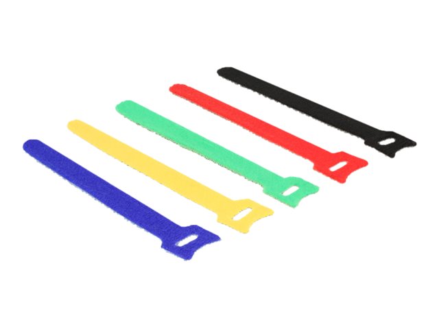 Delock farbig - Klettverschluss - 15 cm - Schwarz, Blau, Gelb, Rot, grün (Packung mit 10)