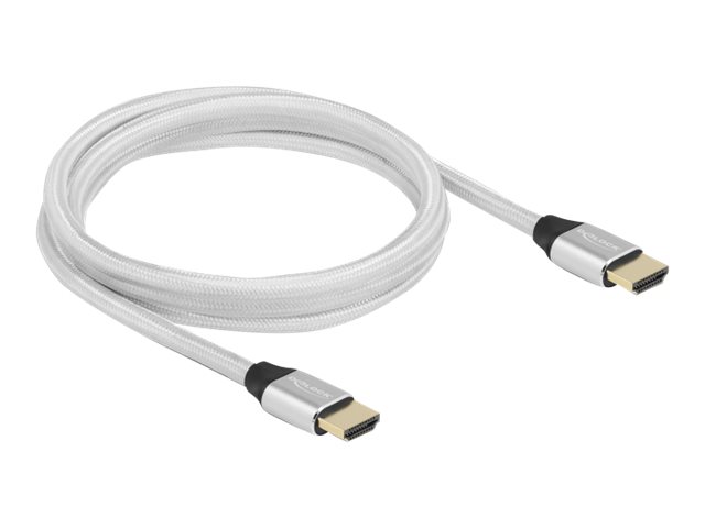 Delock Ultra High Speed - HDMI-Kabel - HDMI männlich zu HDMI männlich - 2 m - Dreifachisolierung - Silber - hauchvergoldete Kontakte, unterstützt 8K 60 Hz (7680 x 4320)
