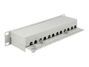 Delock Patch Panel - CAT 6a - RJ-45 X 12 - Hellgrau, RAL 7035 - 1U - 25.4 cm (10")