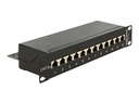 Delock Patch Panel - CAT 6a - RJ-45 X 12 - Jet Black, RAL 9005 - 1U - 25.4 cm (10")