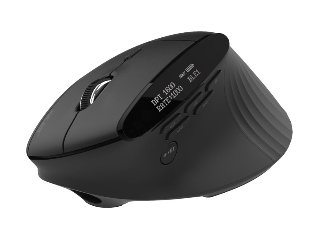 Acer Smart Fit - Maus - vertikal - ergonomisch - Laser - 10 Tasten - kabellos - 2.4 GHz, Bluetooth 5.0 - kabelloser Empfänger (USB)