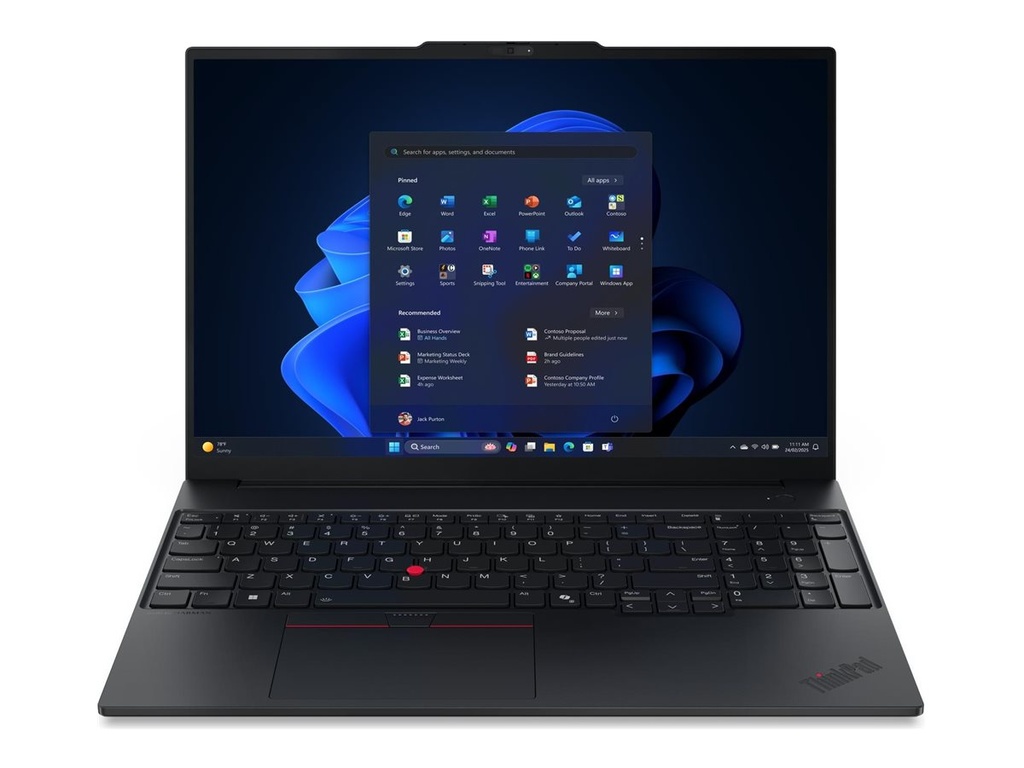 Lenovo ThinkPad E16 Gen 3 21SR - 180°-Scharnierdesign - Intel Core Ultra 7 255H / 2 GHz - Win 11 Pro - Arc Graphics 140T - 16 GB RAM - 512 GB SSD TCG Opal Encryption 2, NVMe - 40.6 cm (16")