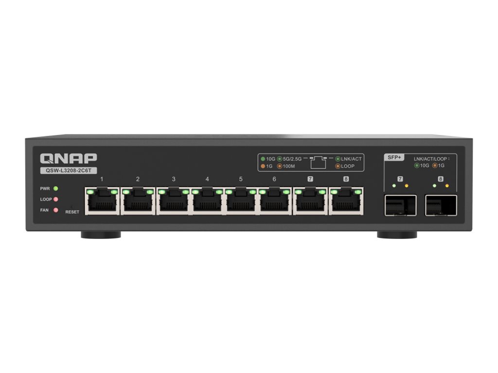 QNAP QSW-L3208-2C6T - Switch - managed - 2 x 10 Gigabit SFP+ + 8 x 100/1000/2.5G/5G/10GBase-T
