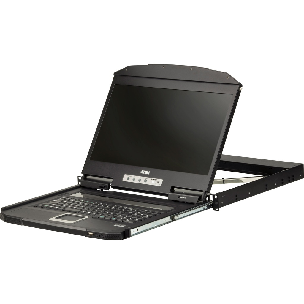 ATEN 1U Short Depth USB VGA Single RailLCD............-German Keyboard - KVM-Konsole
