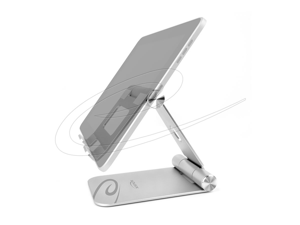 Delock Tablet Standhalterung verstellbar Aluminium - Tablet/UMPC - Aktive Halterung - Tisch/Bank - Silber