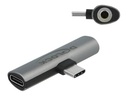 Delock USB-C zu Kopfhöreranschluss / Ladeadapter - 24 pin USB-C männlich zu Mini-Stecker, 24 pin USB-C weiblich - Grau - USB Power Delivery (60W)