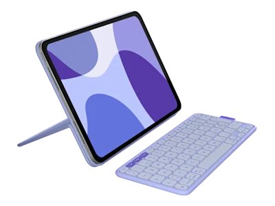 Logitech Flip Folio - Tastatur und Foliohülle - full size - kabellos - Bluetooth 5.1 LE - QWERTZ - Deutsch - fliederfarben  - für Apple 10.9-inch iPad Air (5th generation)