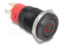Delock Drücktaster - for installation 16 mm, 12V 5 x solder connection LED red power symbol + ring
