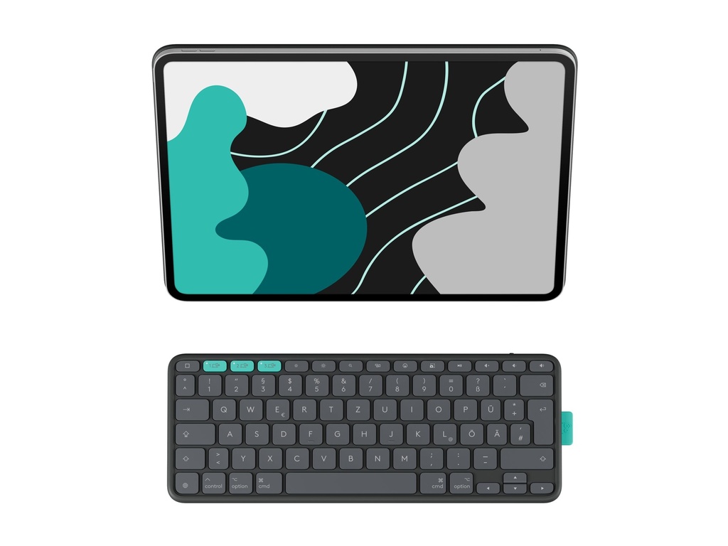 Logitech Flip Folio - Tastatur und Foliohülle - full size - kabellos - Bluetooth 5.1 LE - QWERTZ - Deutsch - Graphite - für Apple 13-inch iPad Air (M2, M3)
