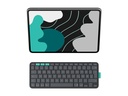 Logitech Flip Folio - Tastatur und Foliohülle - full size - kabellos - Bluetooth 5.1 LE - QWERTZ - Deutsch - Graphite - für Apple 13-inch iPad Air (M2, M3)