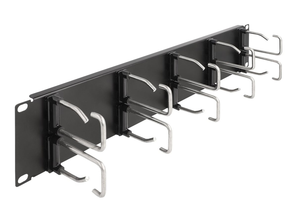 Delock Verlegetafel für Rack-Kabelmanagement - mit 10 Metallhaken - Schwarz - 2U - 48.3 cm (19")